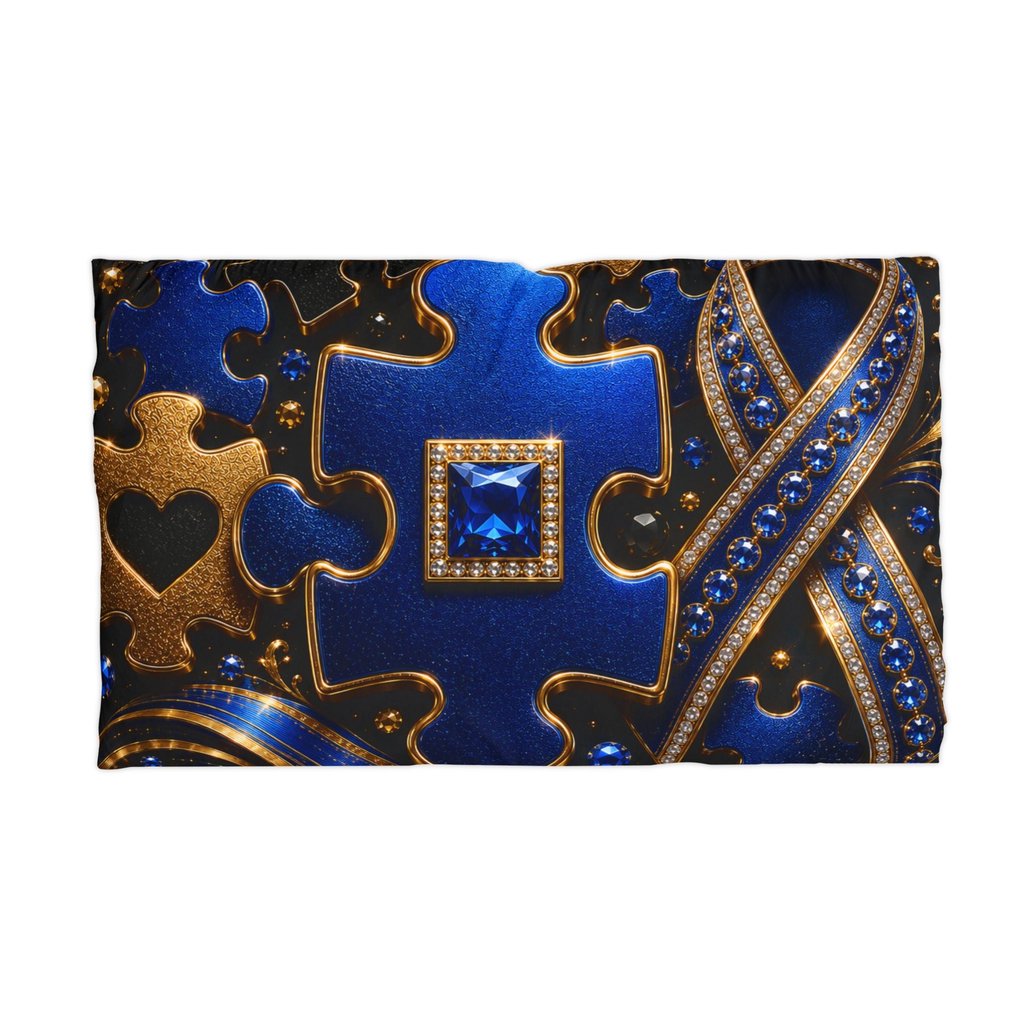 Autism Awareness Blue & Gold Puzzle Microfiber Pillowcase