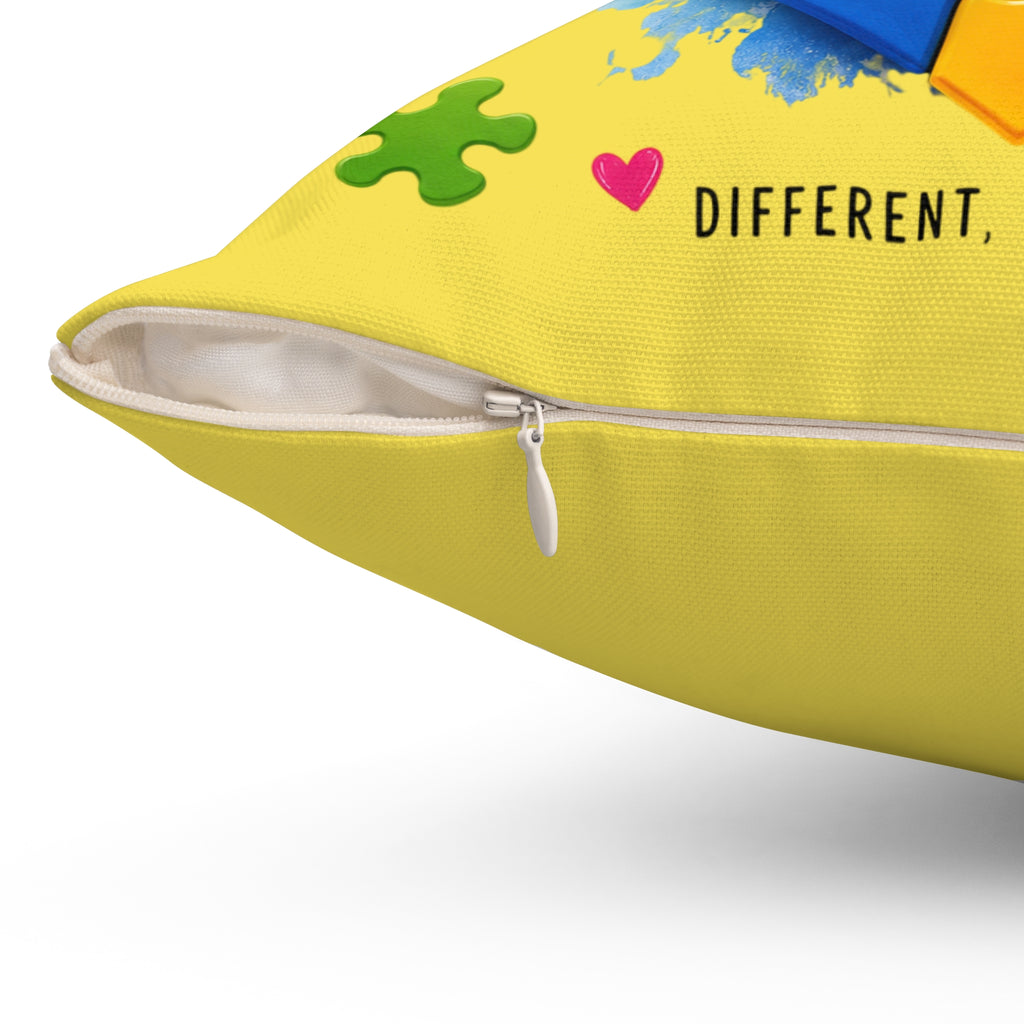 Autism Awareness Puzzle Heart Pillow — "See the Able, Not the Label" Square Throw Pillow