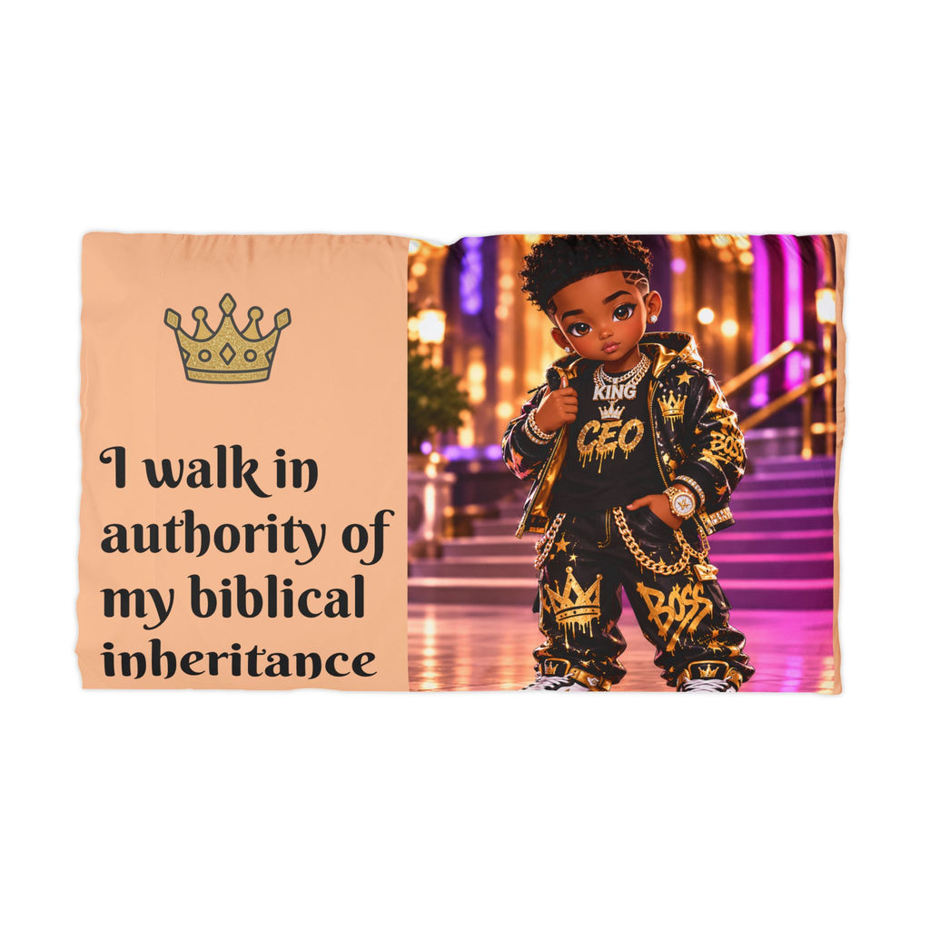 Biblical Inheritance Microfiber Pillowcase — "I walk in authority of my biblical inheritance" (Kids’ Royal Crown Design)