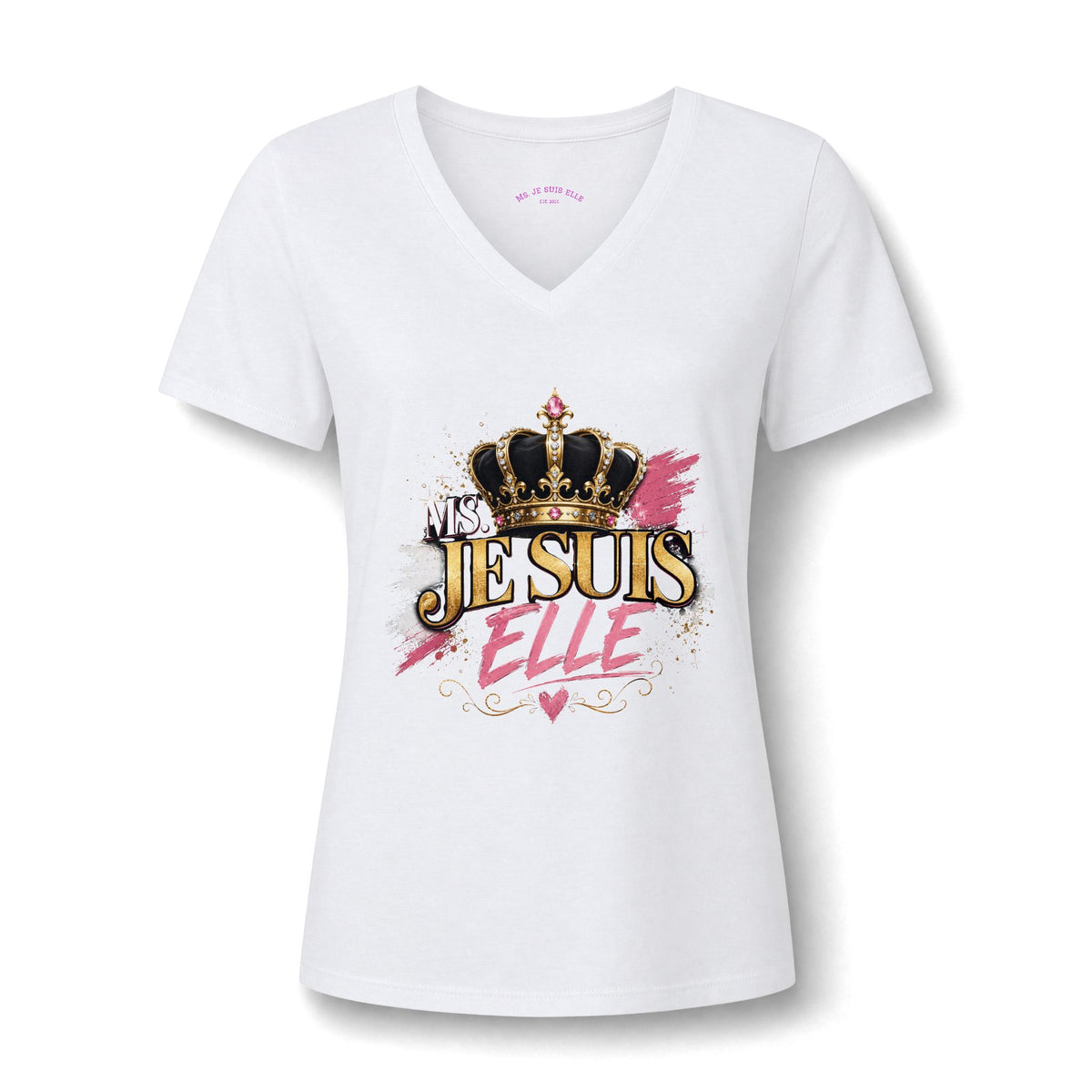 Women's V-Neck Tee — "Jesus Elle" Crown Graphic Christian Shirt