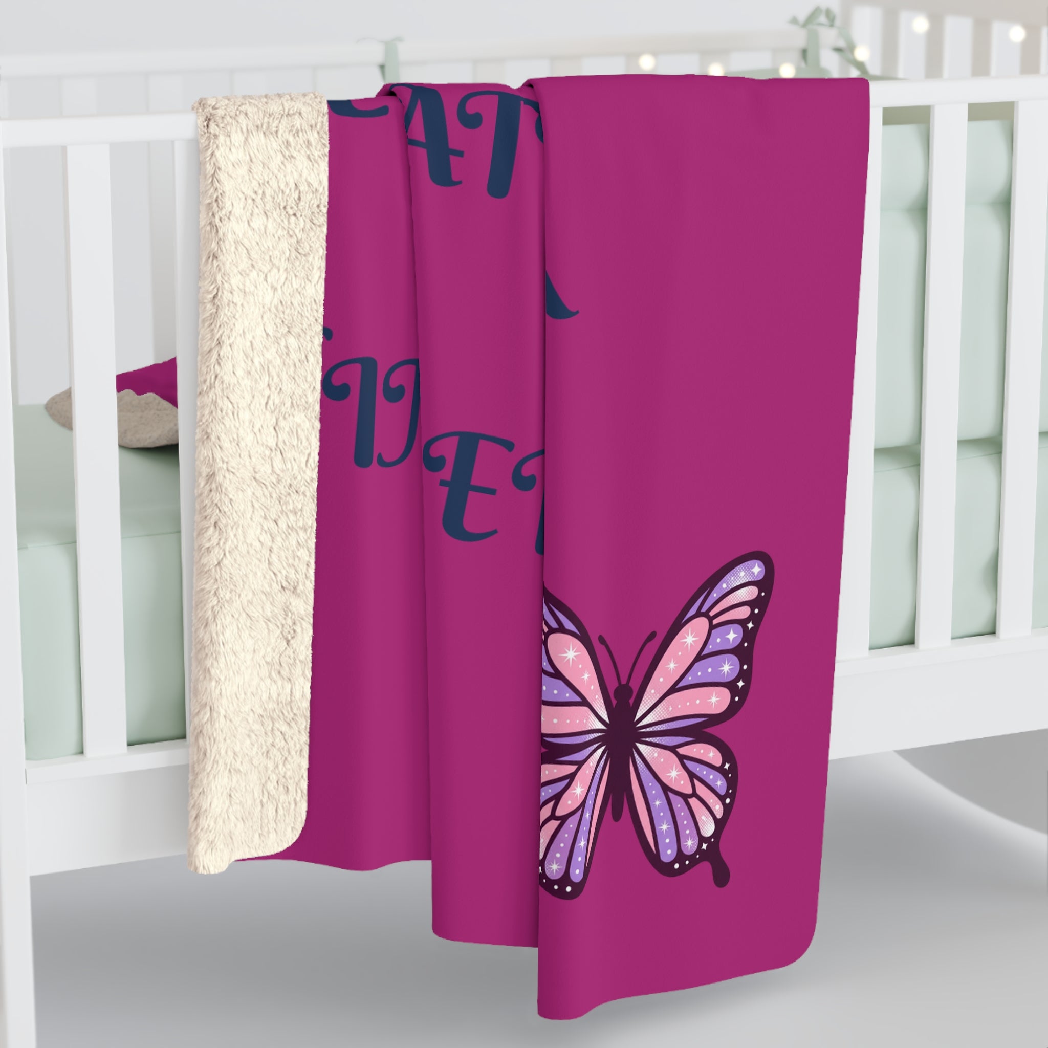 You Are Enough Butterfly Sherpa Fleece Blanket | Inspirational Mindset Throw