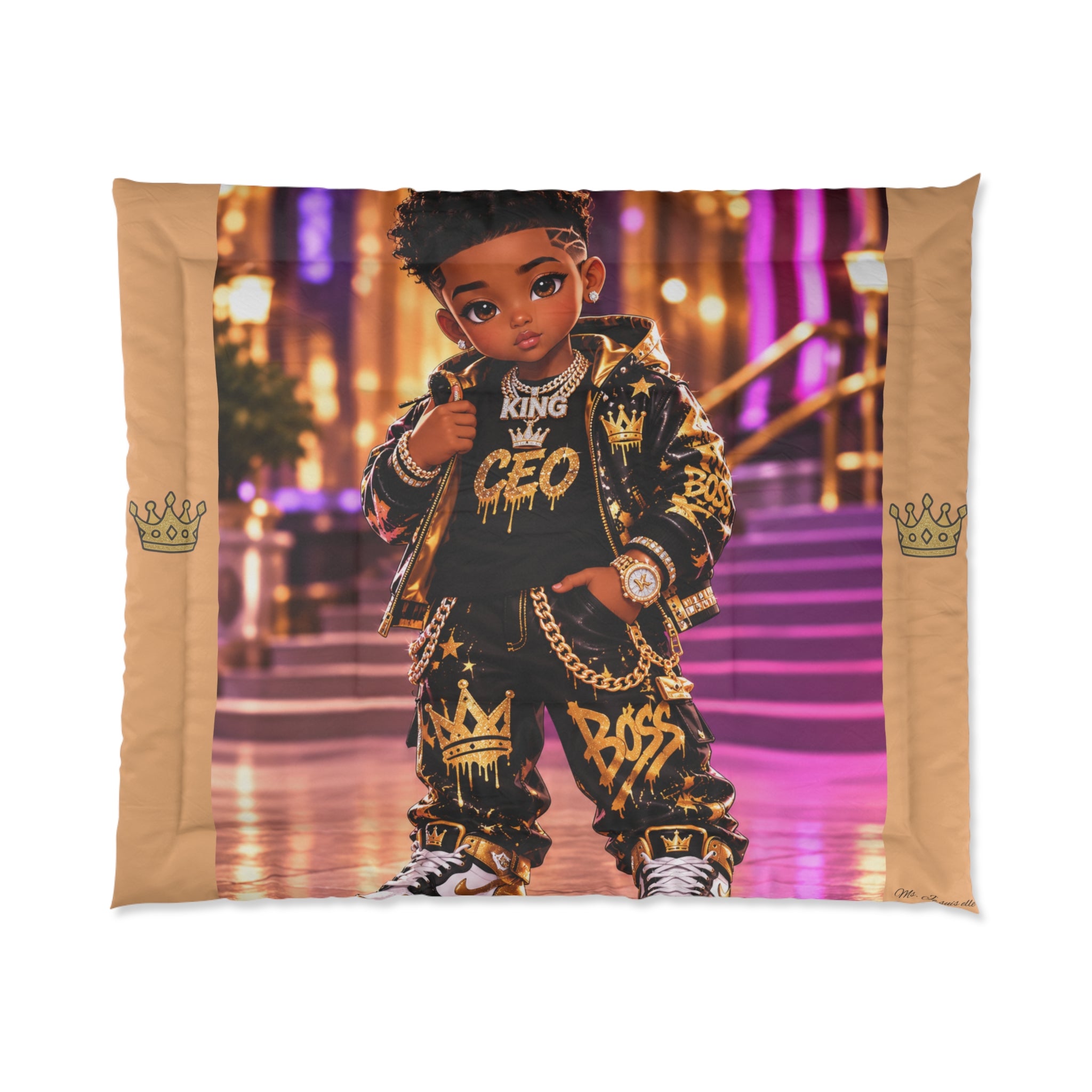 Kids 'King CEO' Urban Style Comforter - Boss Boy Streetwear Bedding