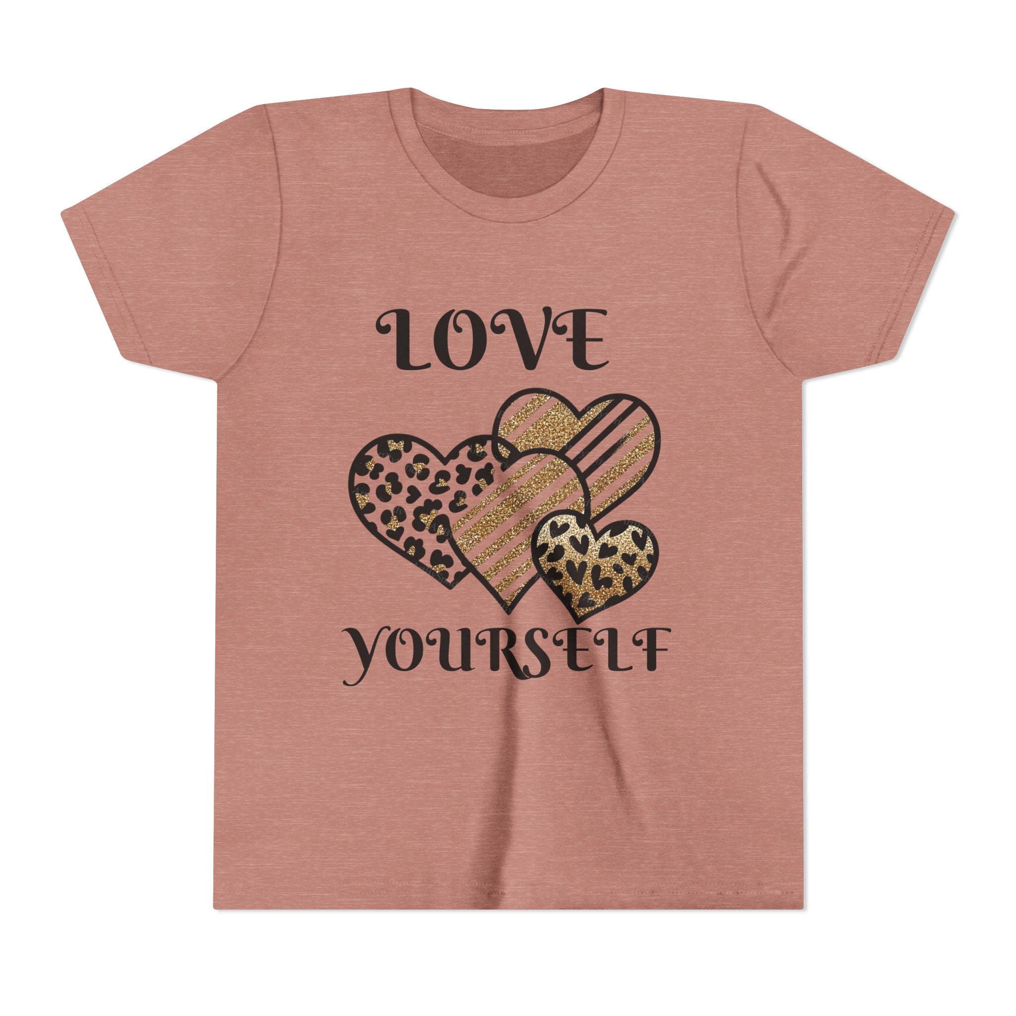 Love Yourself Hearts youth tee | Leopard Stripe Floral design