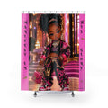 Queen CEO Girl Shower Curtain — "Manifest in His Glory" Urban Doll Bathroom Decor