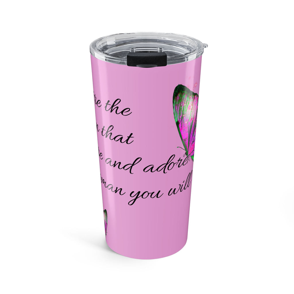 20oz Pink Butterfly Tumbler – Inspirational Quote Travel Mug