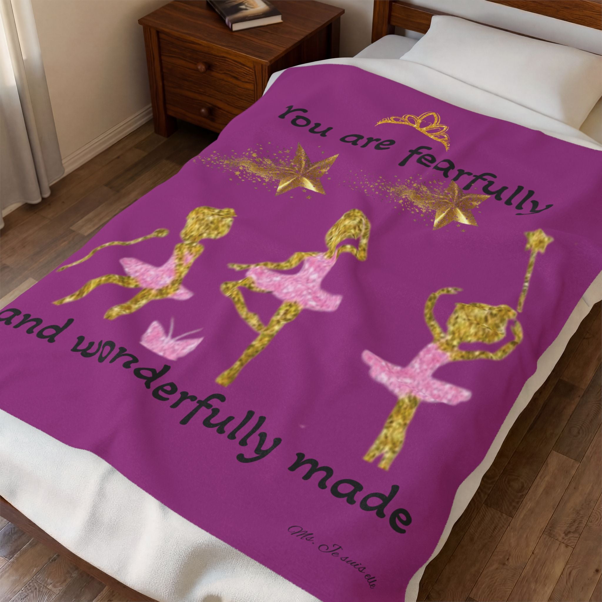 Velveteen Plush Blanket — "You Are Fearfully and Wonderfully Made" Ballet Princess Throw