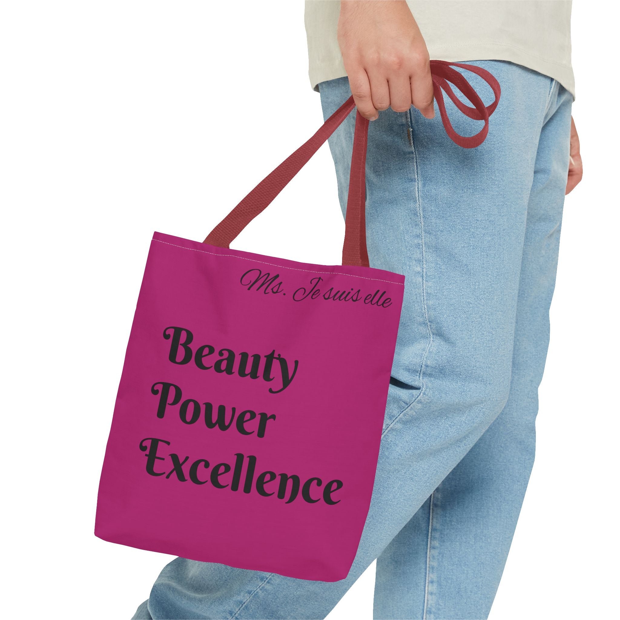 Pink Floral Swirl Tote Bag | Beauty Power Excellence typography