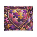 Puzzle Heart Comforter — Purple Autism Awareness Love Bedspread