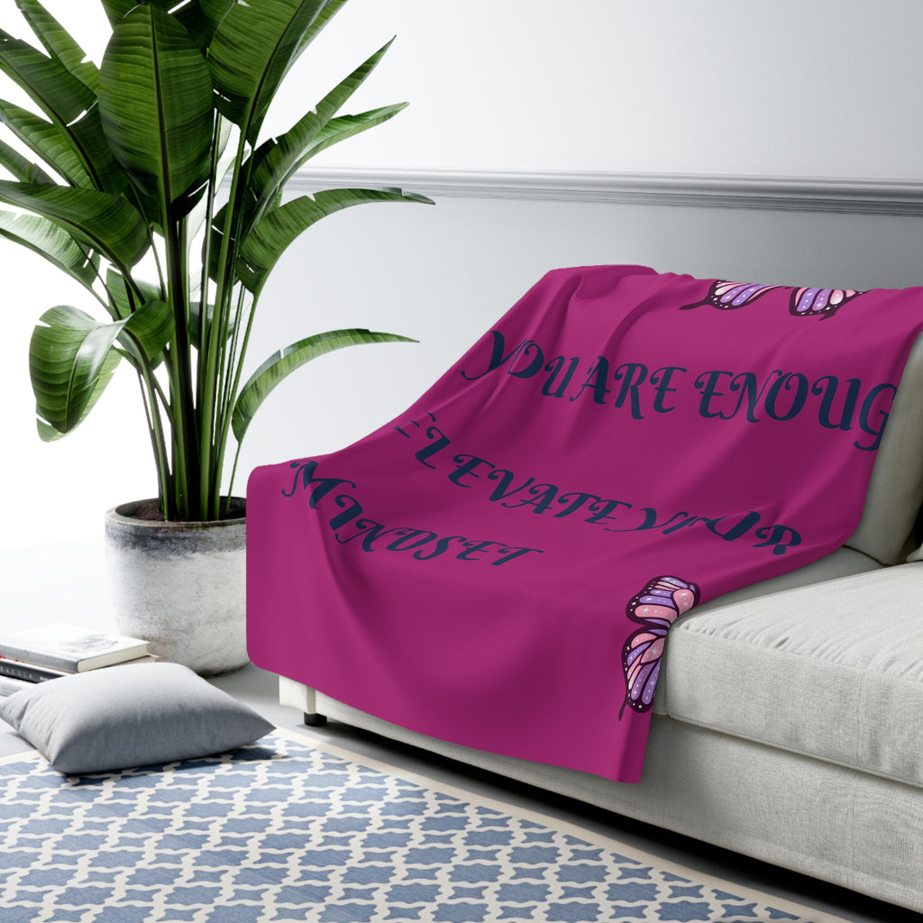 You Are Enough Butterfly Sherpa Fleece Blanket | Inspirational Mindset Throw