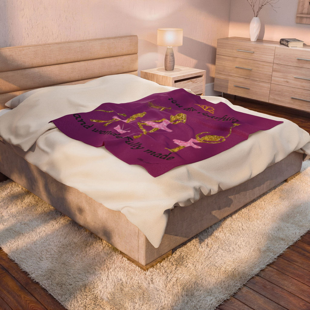 Velveteen Plush Blanket — "You Are Fearfully and Wonderfully Made" Ballet Princess Throw