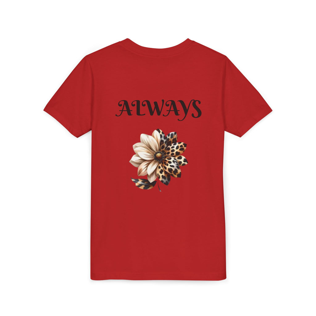 Love Yourself Hearts youth tee | Leopard Stripe Floral design