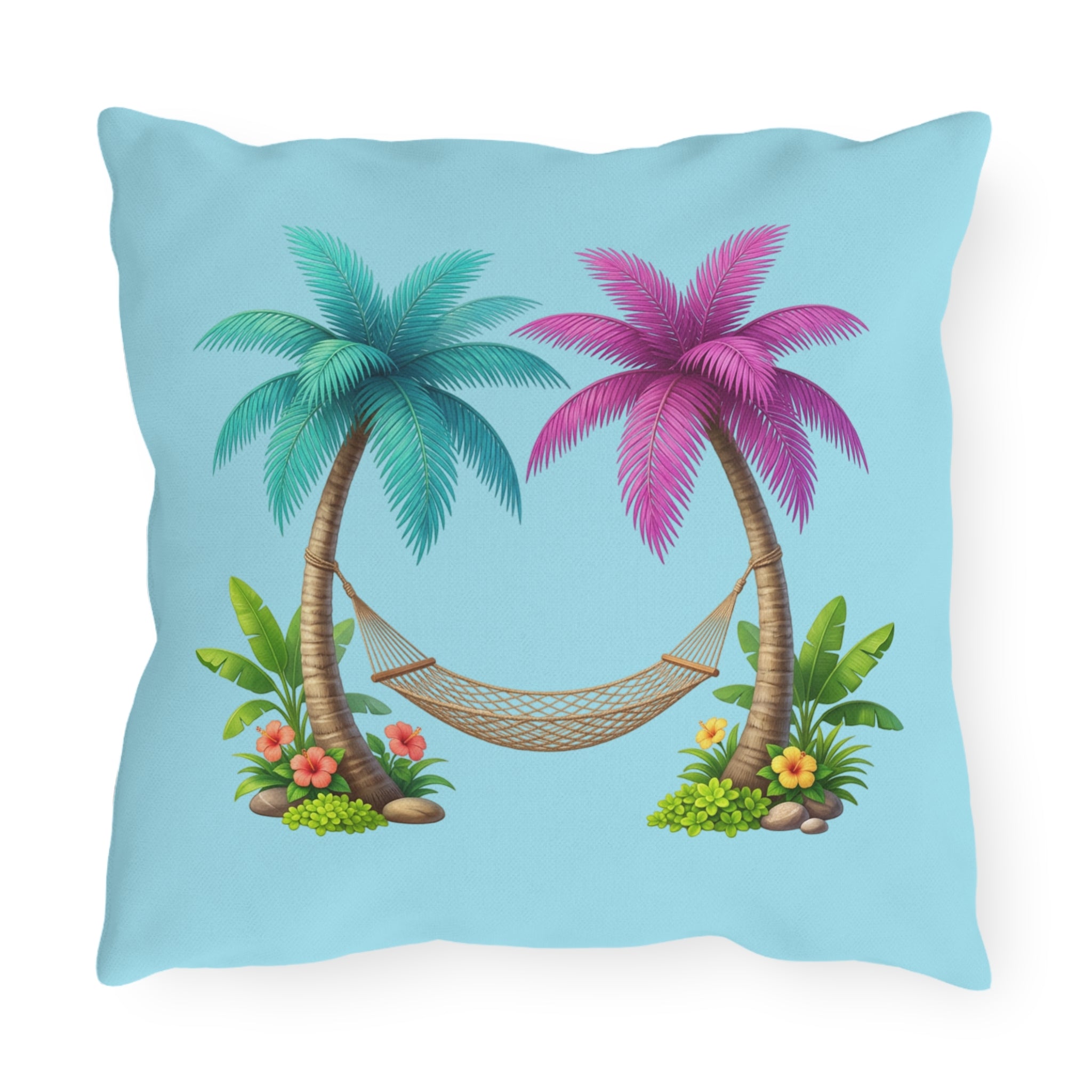 Outdoor Pillow — 'Protect Your Peace, Guard Your Faith' Tropical Palm Hammock Decorative Pillow