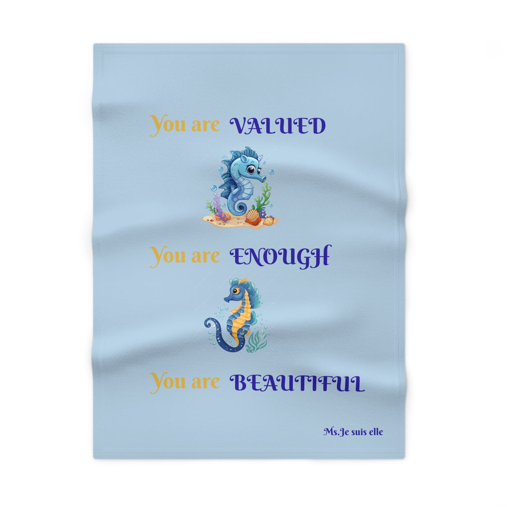 You are Valued You are Enough You are Beautiful Baby Blanket | Seahorse Affirmation