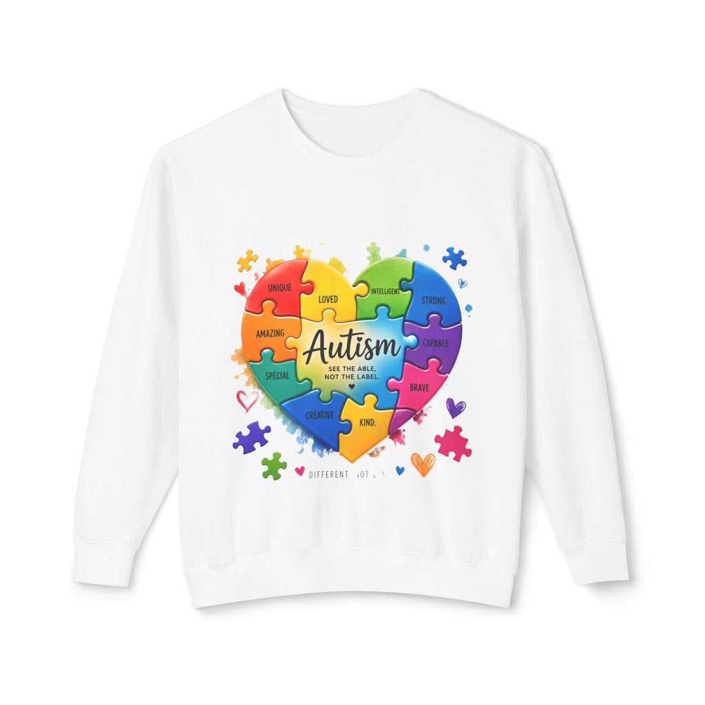 Autism Heart Puzzle Sweatshirt — Different Minds Beautiful Hearts Crewneck