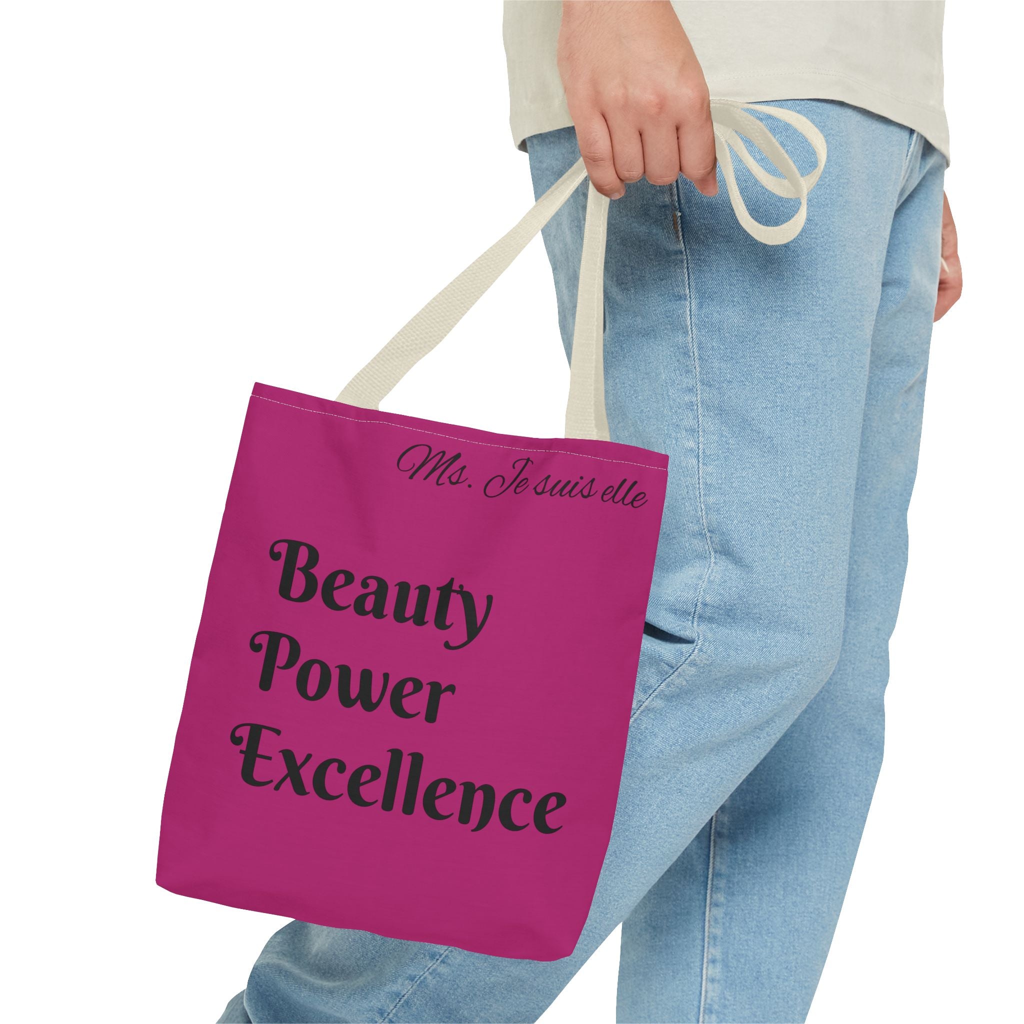 Pink Floral Swirl Tote Bag | Beauty Power Excellence typography