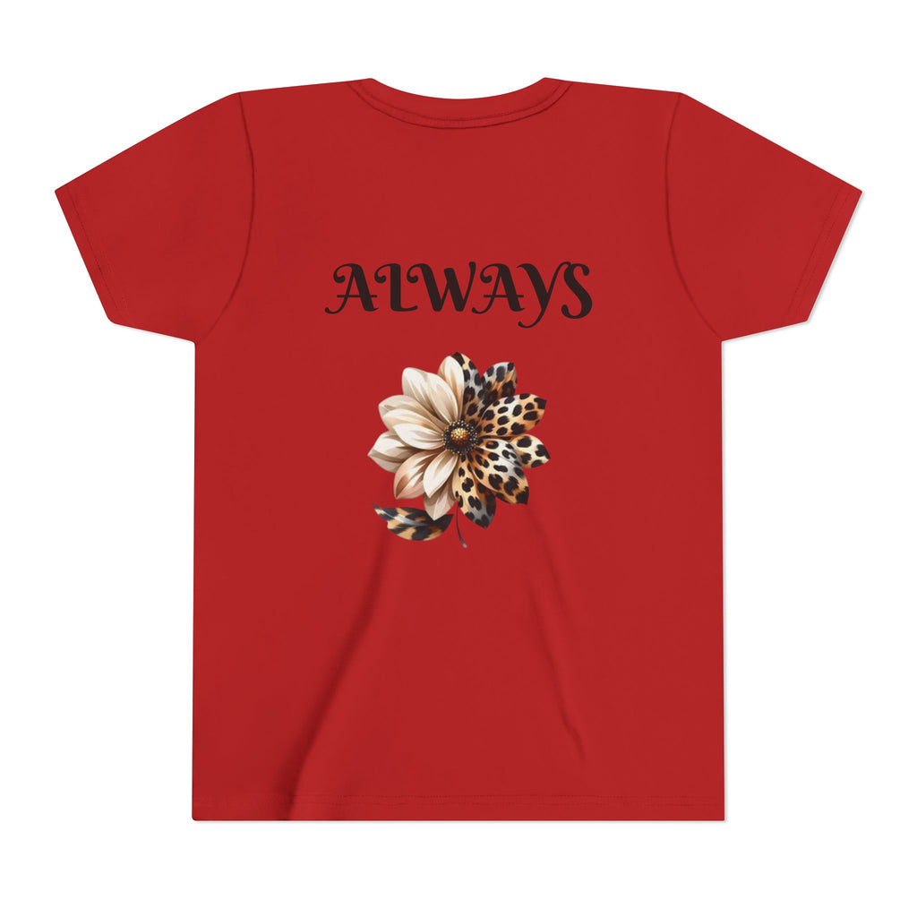 Love Yourself Hearts youth tee | Leopard Stripe Floral design