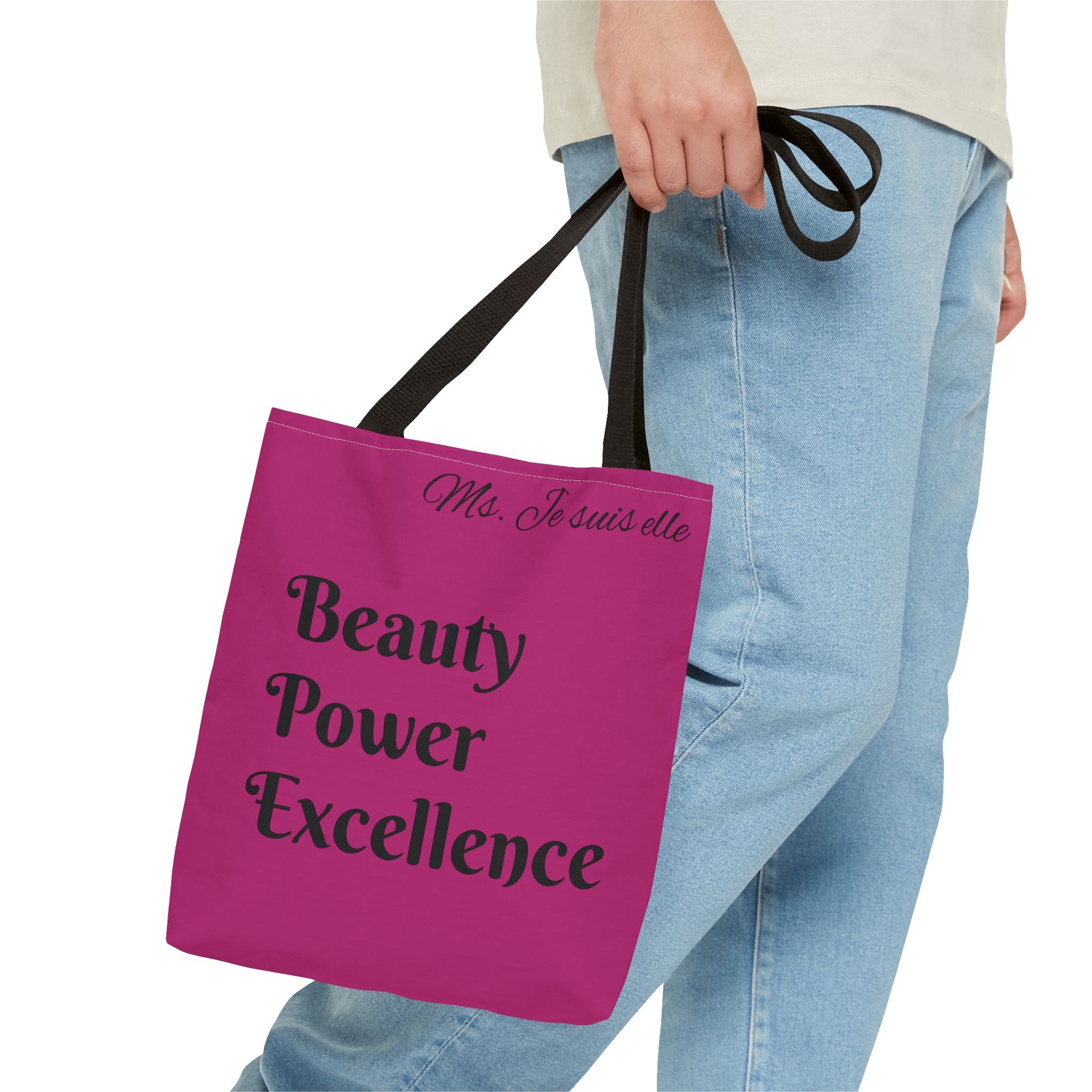 Pink Floral Swirl Tote Bag | Beauty Power Excellence typography