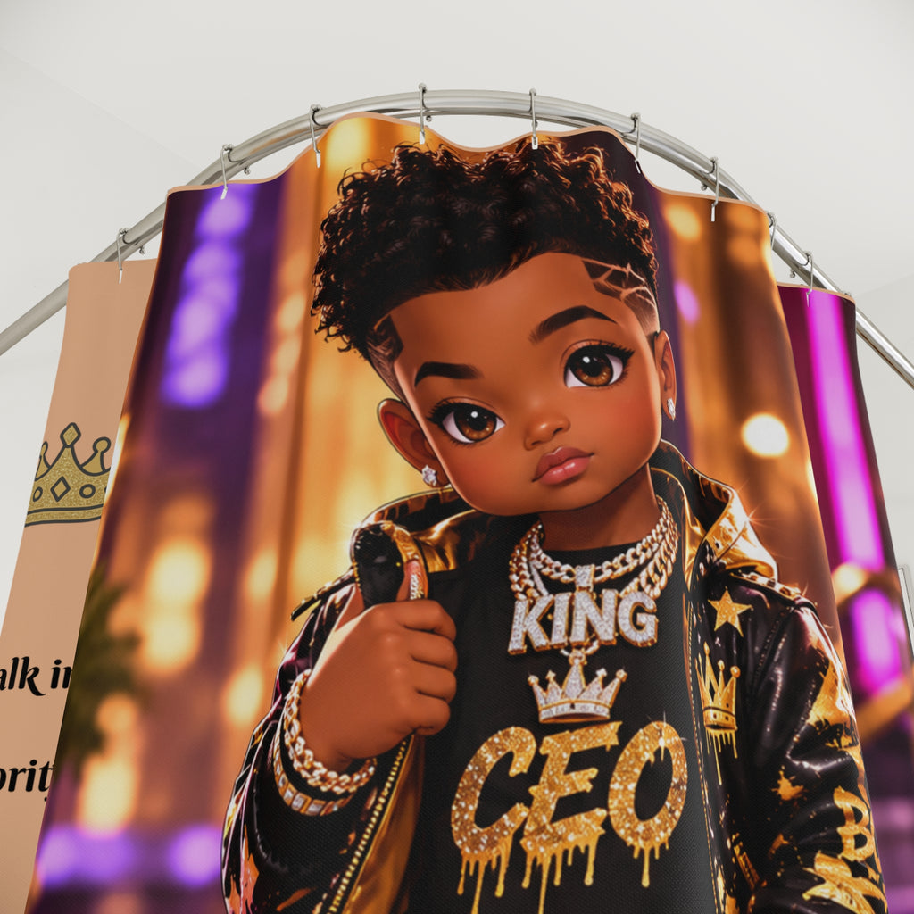 Shower Curtain — 'King CEO' Urban Kids Bathroom Decor (I walk in authority of my biblical inheritance)