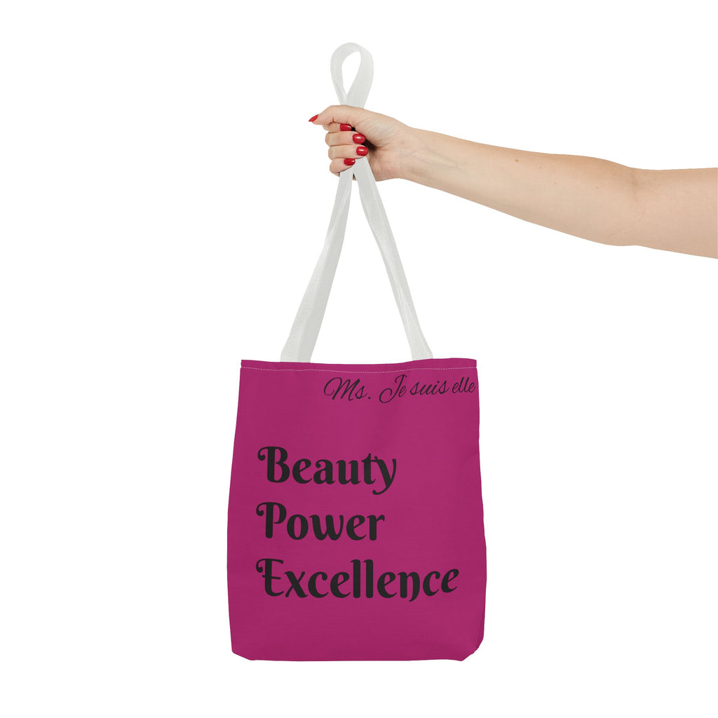 Pink Floral Swirl Tote Bag | Beauty Power Excellence typography