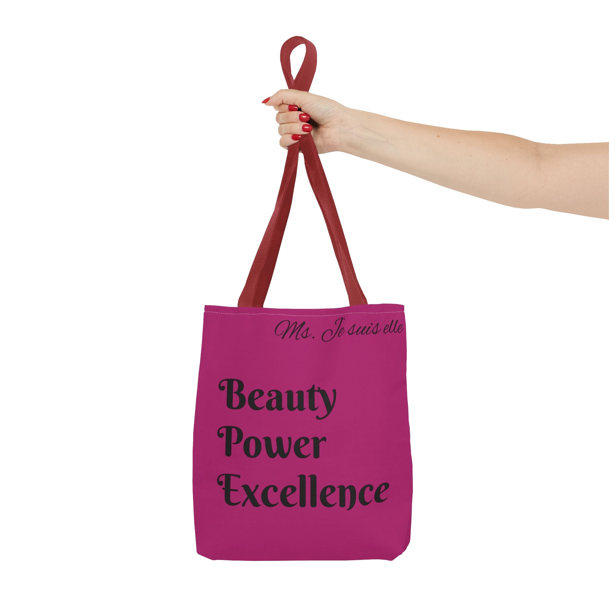 Pink Floral Swirl Tote Bag | Beauty Power Excellence typography