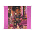Pink Queen Girl Comforter — Cute Princess CEO Pop Art Bedding for Kids & Teens