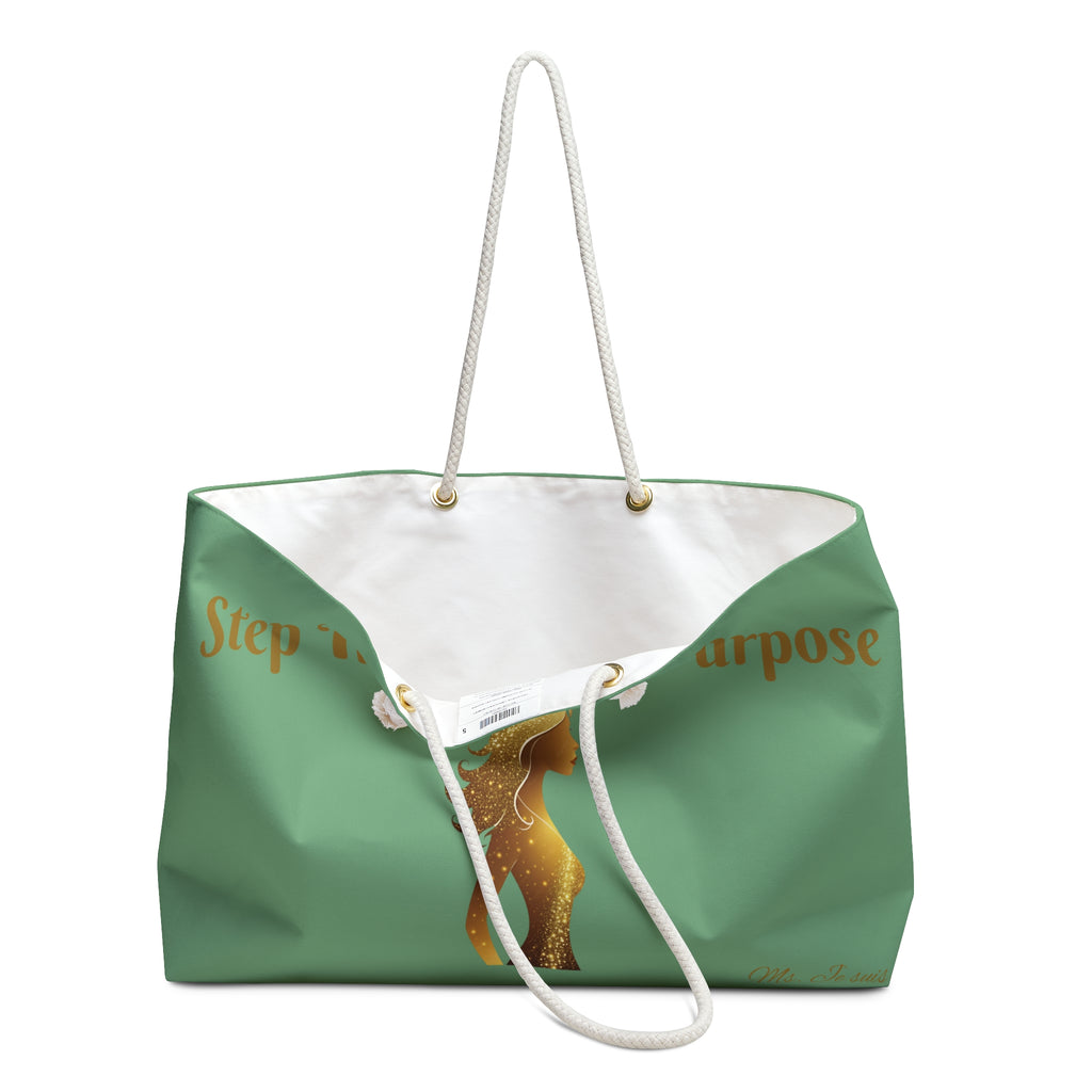 Step Into Your Purpose Weekender | Green Gold Inspirational Duffle