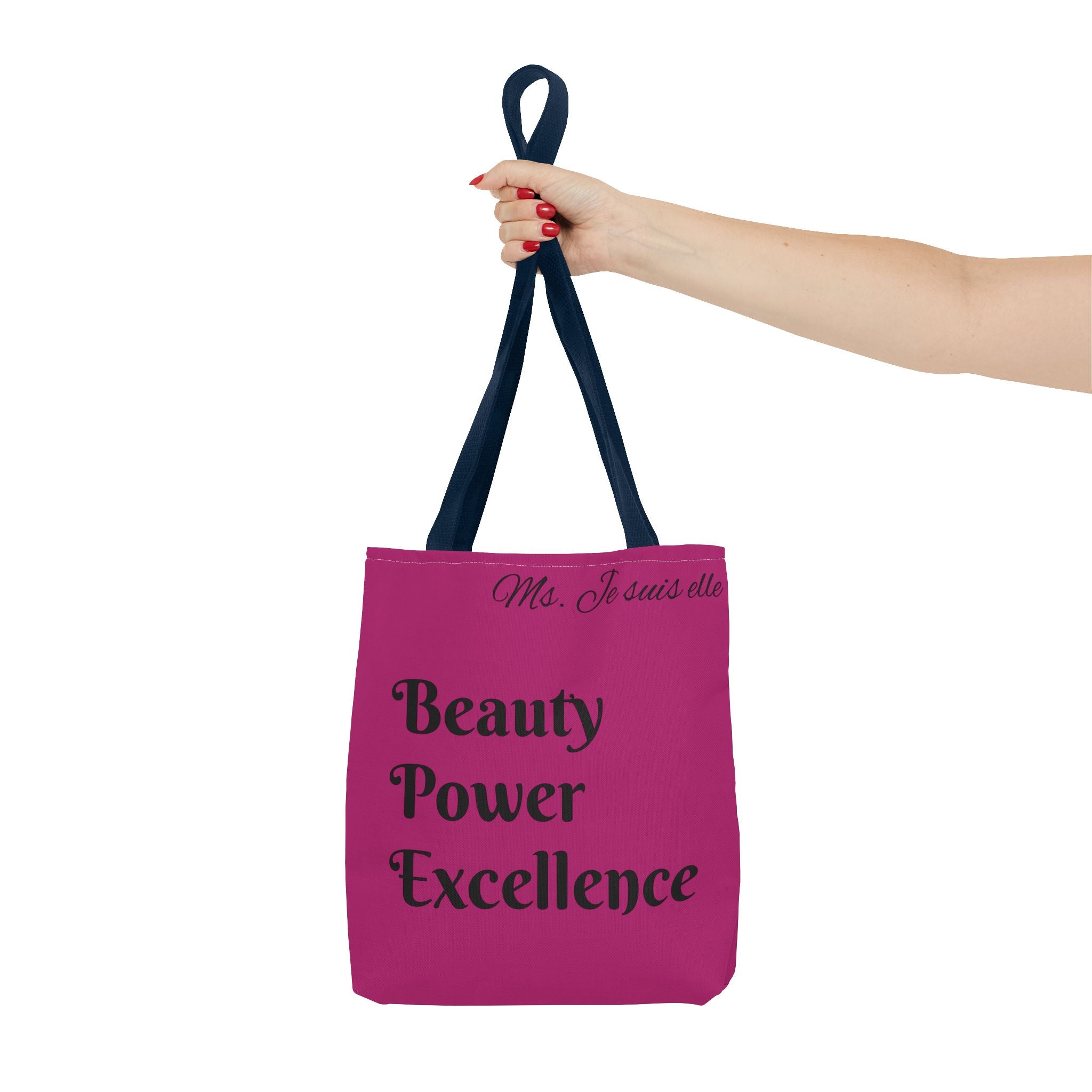 Pink Floral Swirl Tote Bag | Beauty Power Excellence typography