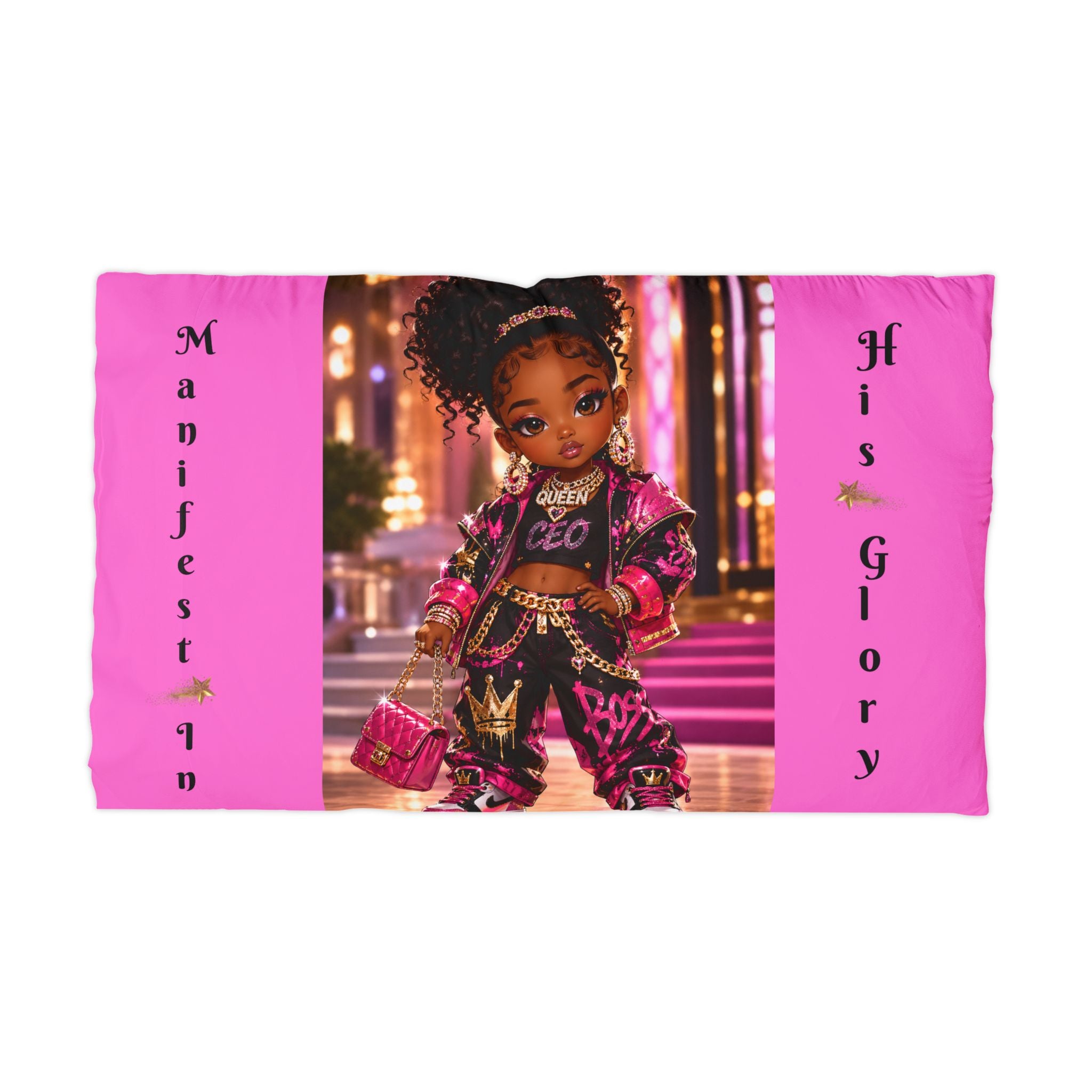 Pink Empowered Girl Pillowcase — "Manifest In His Glory" Microfiber Pillowcase