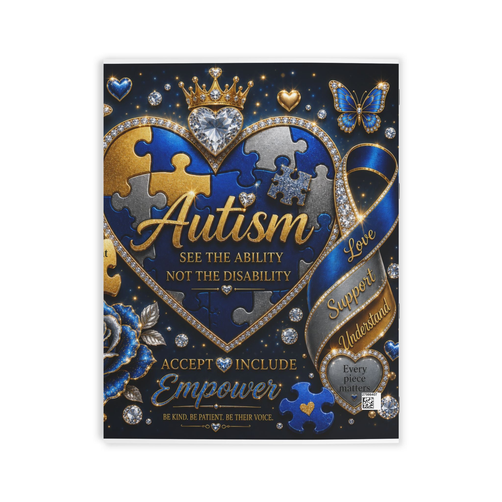Autism Awareness Drawing Book — "See the Ability Not the Disability" Empowering Puzzle Heart Design