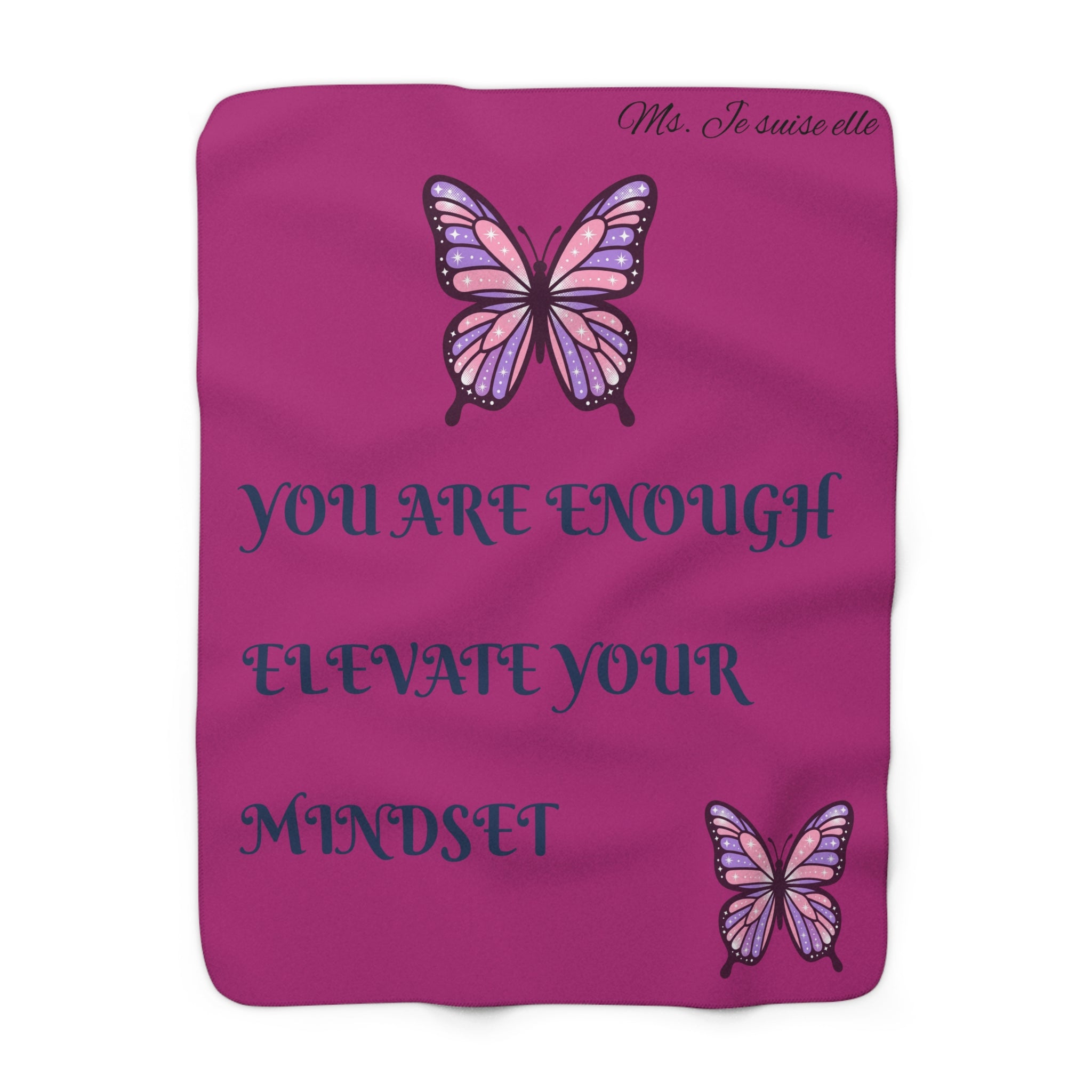 You Are Enough Butterfly Sherpa Fleece Blanket | Inspirational Mindset Throw