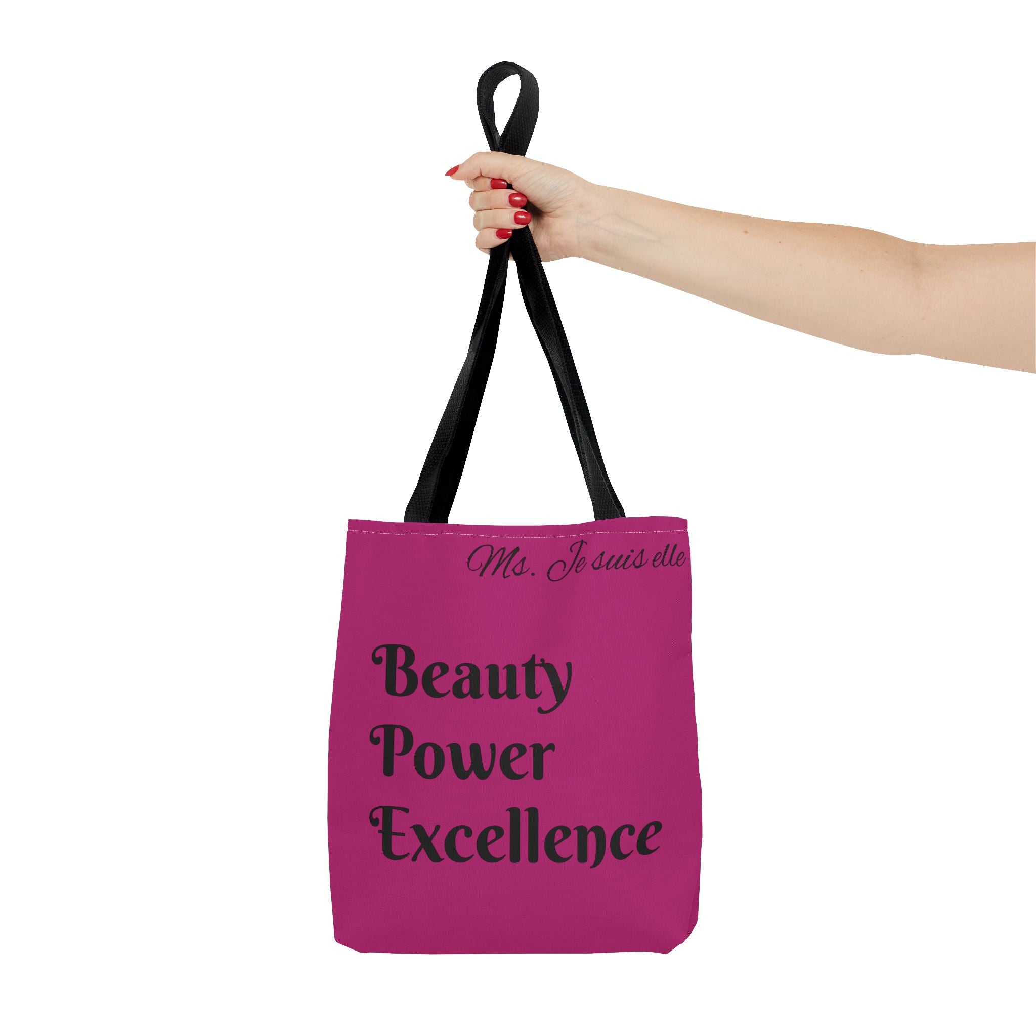 Pink Floral Swirl Tote Bag | Beauty Power Excellence typography