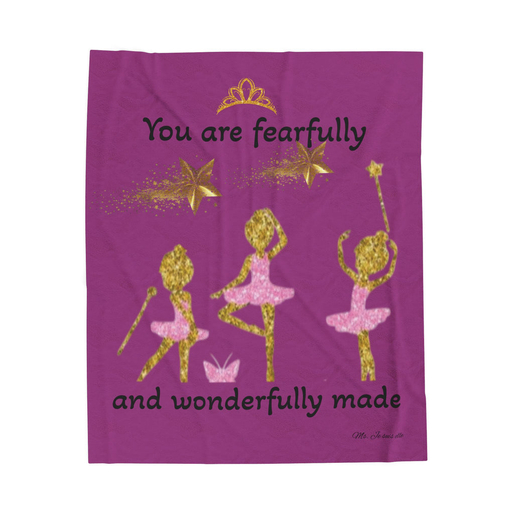 Velveteen Plush Blanket — "You Are Fearfully and Wonderfully Made" Ballet Princess Throw