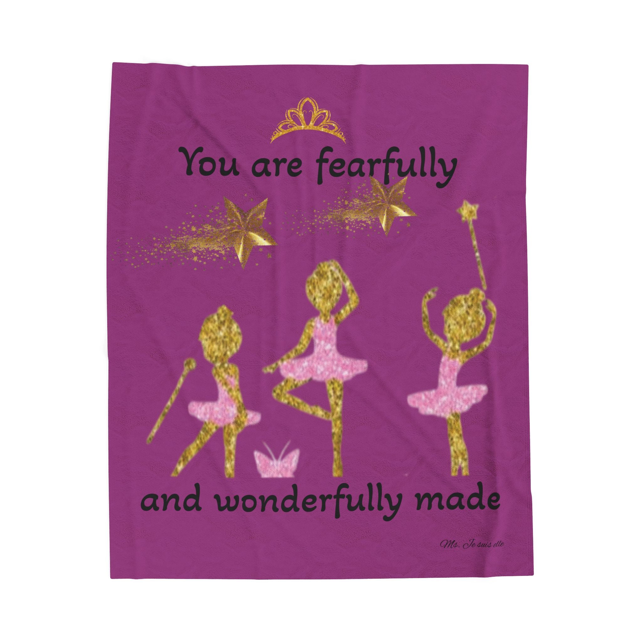 Velveteen Plush Blanket — "You Are Fearfully and Wonderfully Made" Ballet Princess Throw