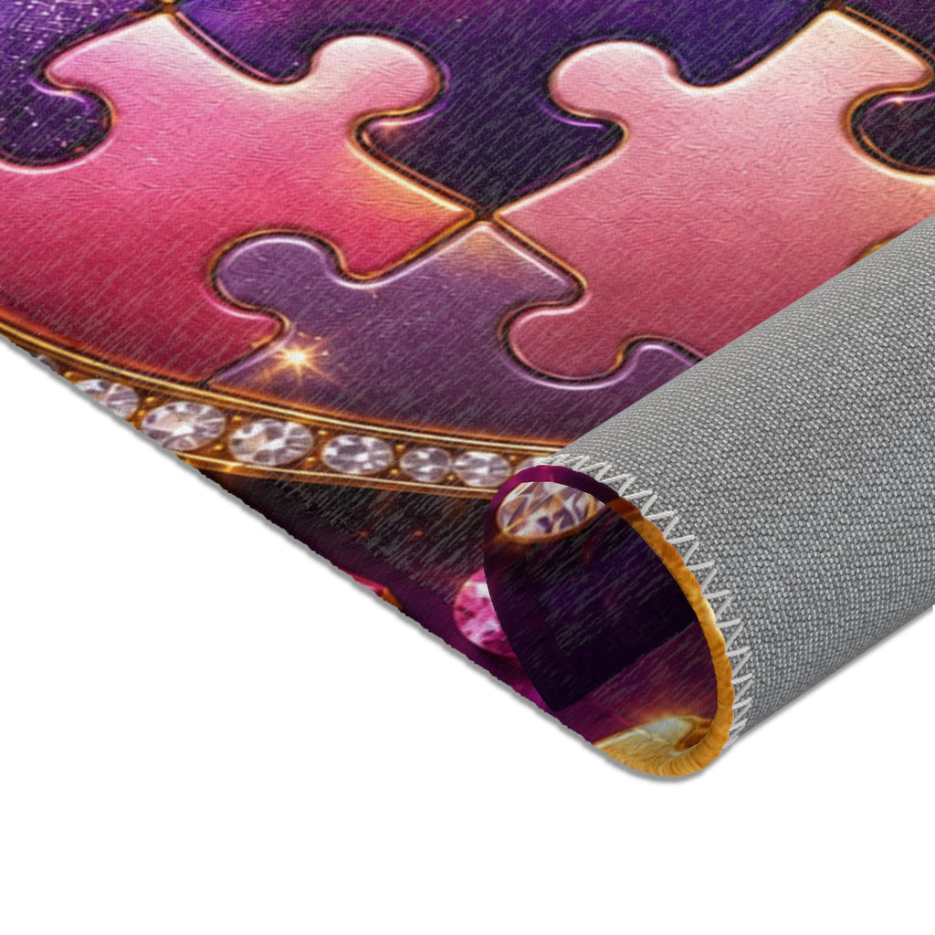 Heart Puzzle Area Rug – Sparkling Pink & Purple Decorative Accent Rug