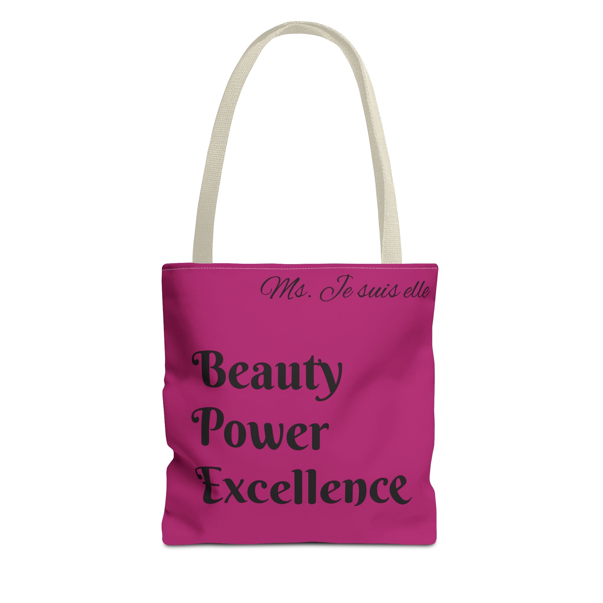 Pink Floral Swirl Tote Bag | Beauty Power Excellence typography