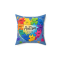 Autism Puzzle Heart Throw Pillow — "See the Able, Not the Label" Colorful Awareness Cushion