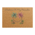 Welcome To My Paradise Doormat — Tropical Palm Tree Coir Welcome Mat
