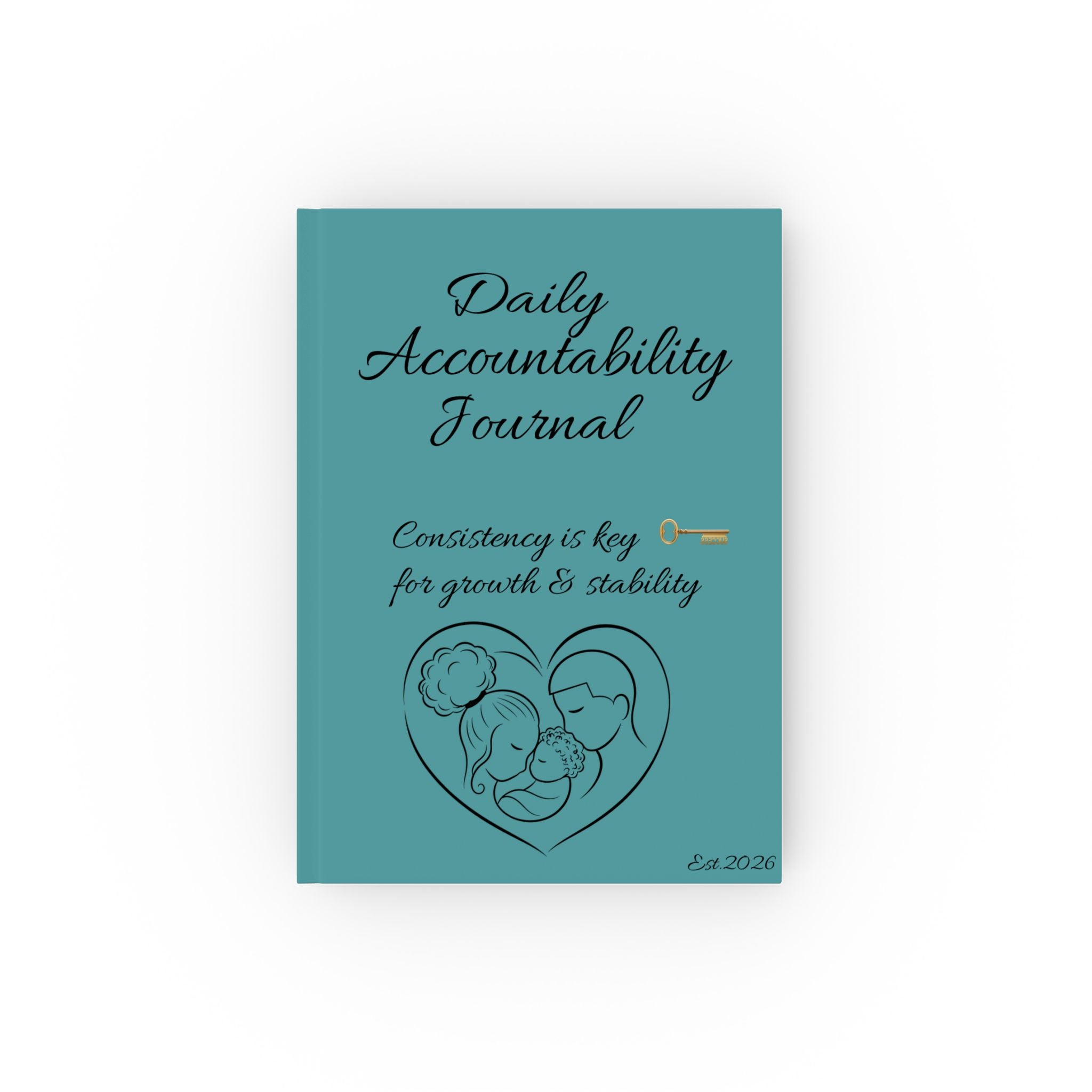 Daily Accountability Journal hardback | Motivational Mountain & Family Illustration