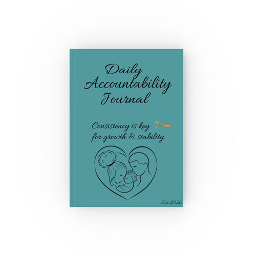 Daily Accountability Journal hardback | Motivational Mountain & Family Illustration