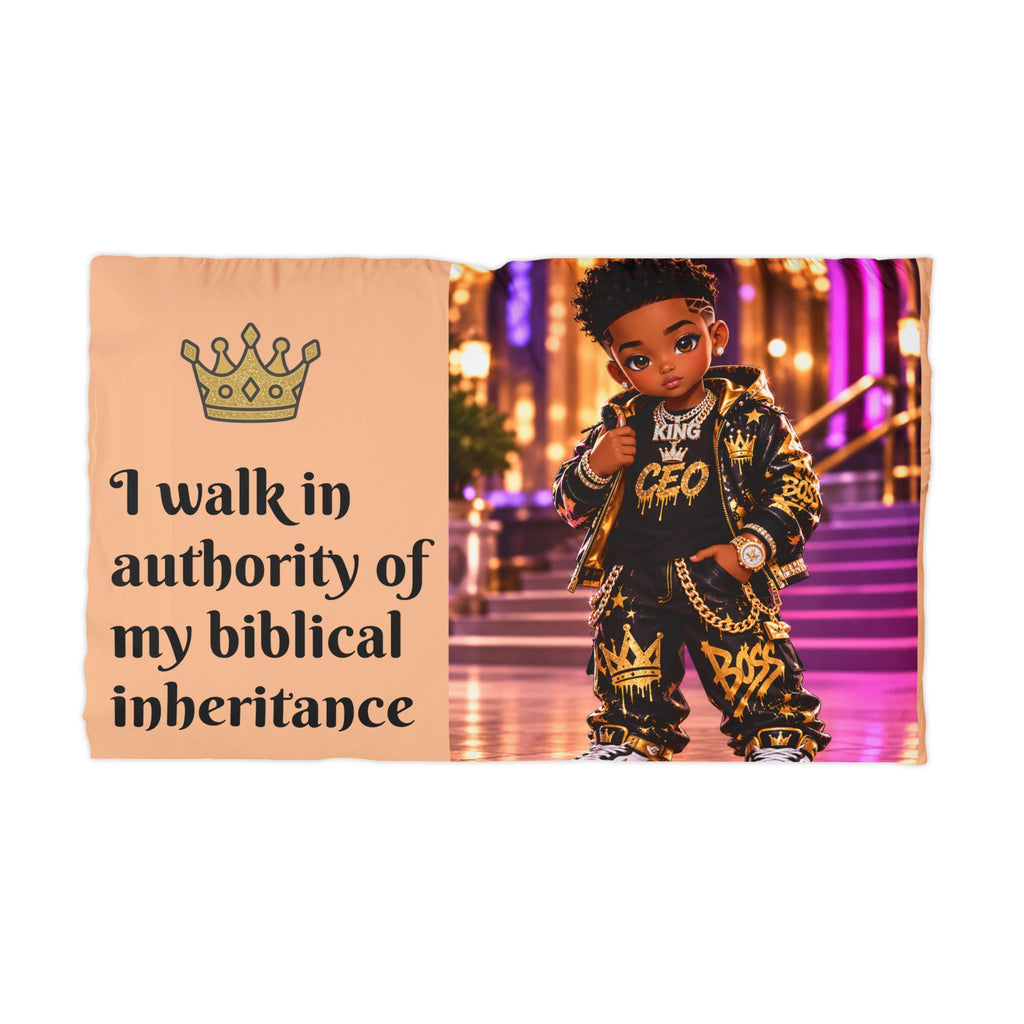 Biblical Inheritance Microfiber Pillowcase — "I walk in authority of my biblical inheritance" (Kids’ Royal Crown Design)