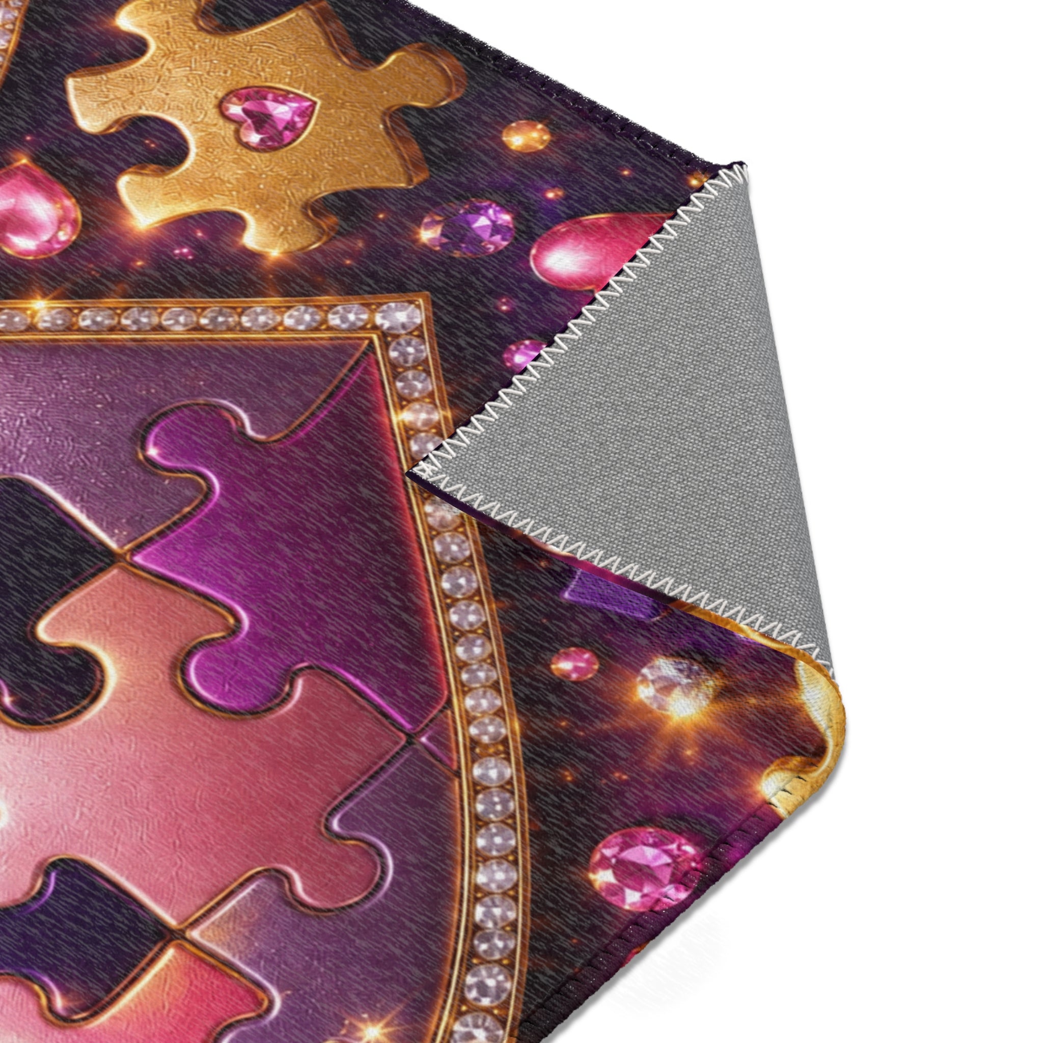 Heart Puzzle Area Rug – Sparkling Pink & Purple Decorative Accent Rug