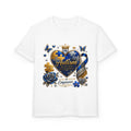 Autism Awareness Youth T-Shirt — Blue Gold Puzzle Heart Support Tee