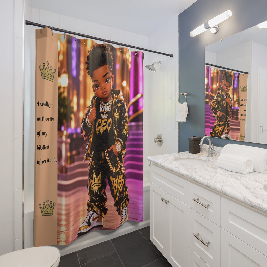 Shower Curtain — 'King CEO' Urban Kids Bathroom Decor (I walk in authority of my biblical inheritance)