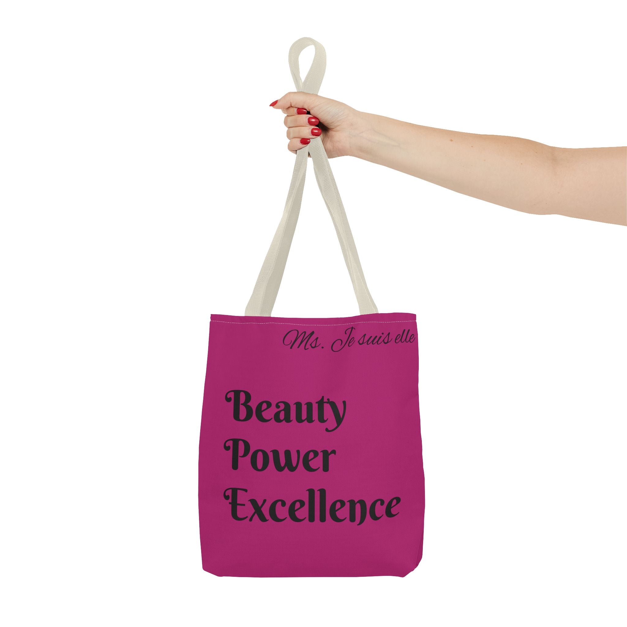 Pink Floral Swirl Tote Bag | Beauty Power Excellence typography