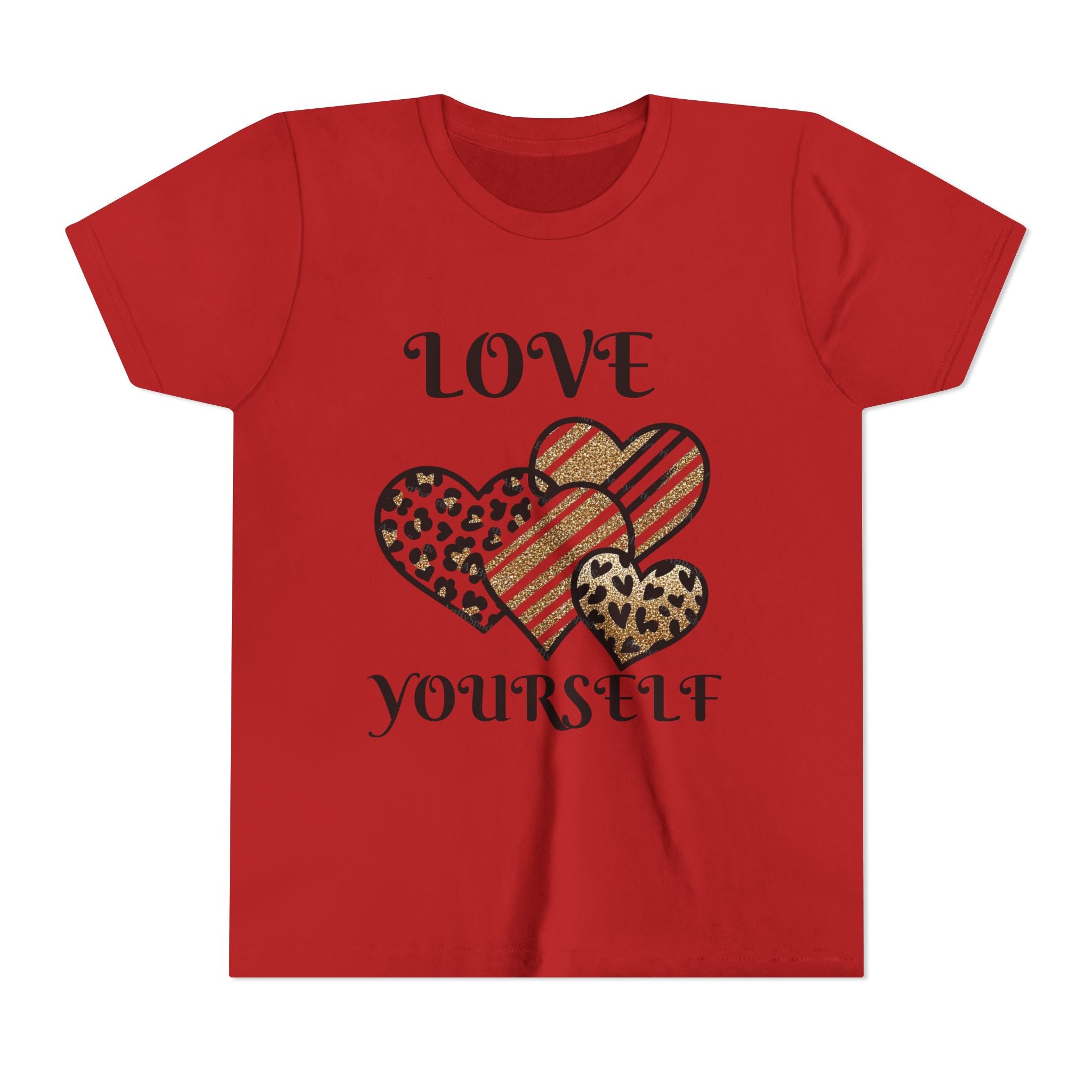 Love Yourself Hearts youth tee | Leopard Stripe Floral design