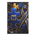 Autism Awareness Area Rug — Blue & Gold Puzzle Piece Ribbon Design