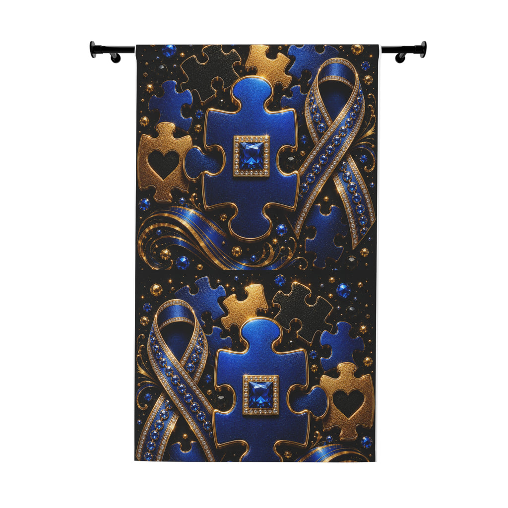 Autism Awareness Puzzle Ribbon Window Curtain
