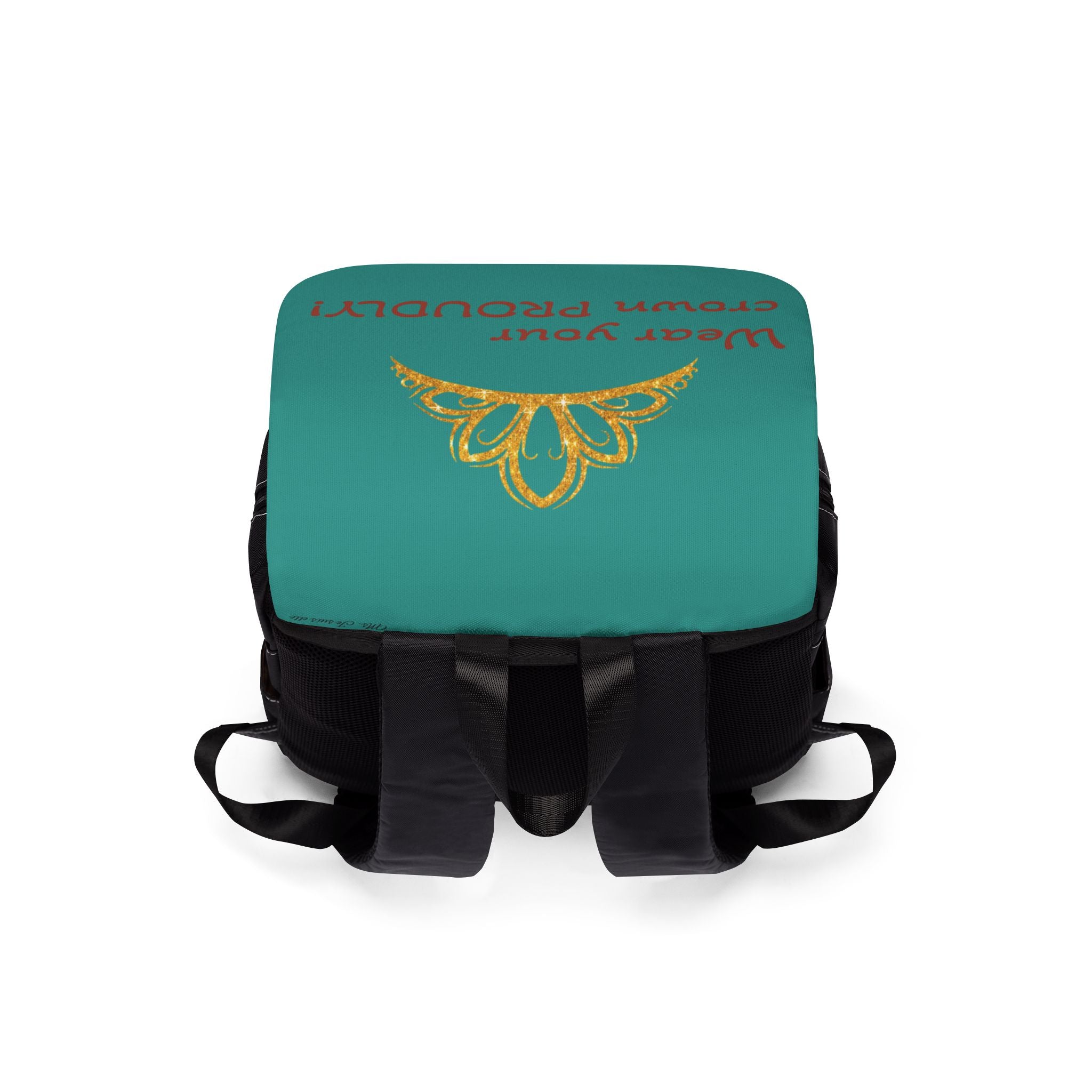 Wear Your Crown Proudly Teal Backpack – Inspirational Casual Shoulder Backpack