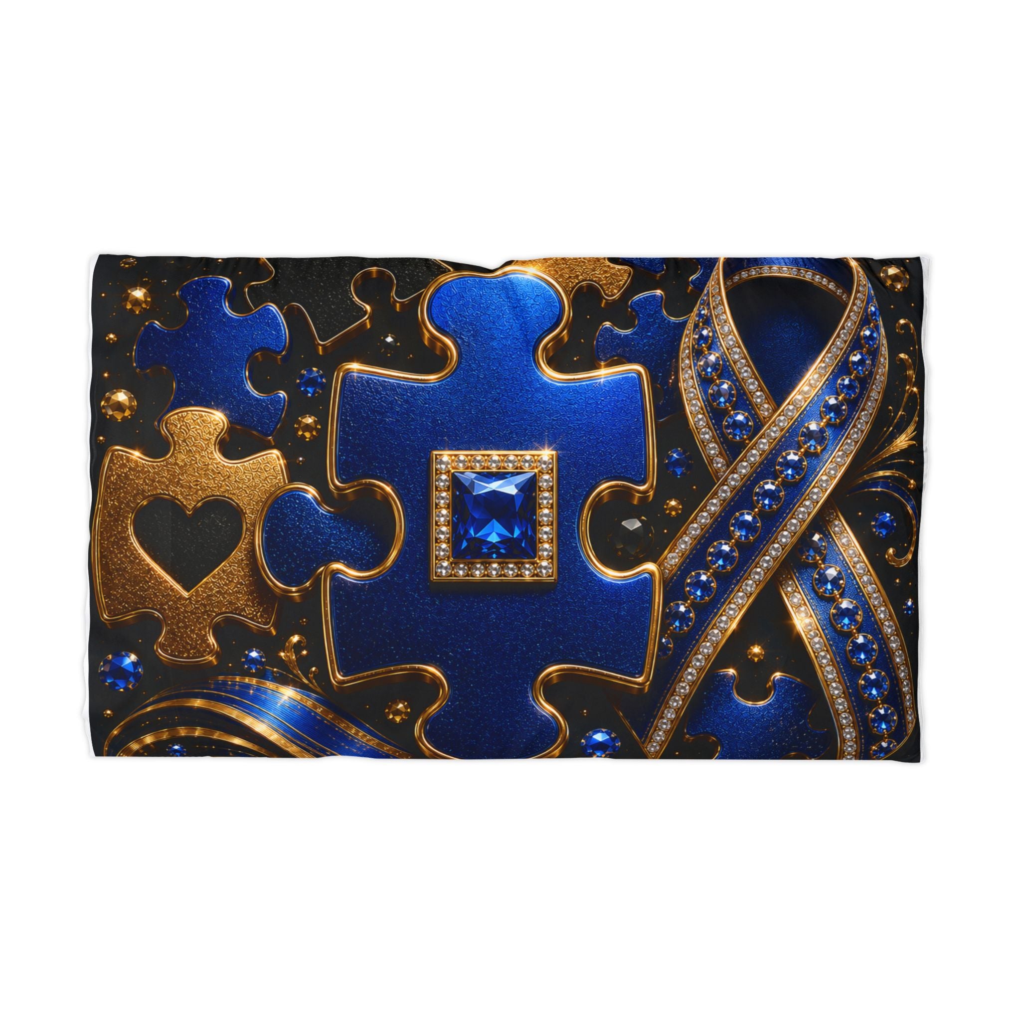 Autism Awareness Blue & Gold Puzzle Microfiber Pillowcase