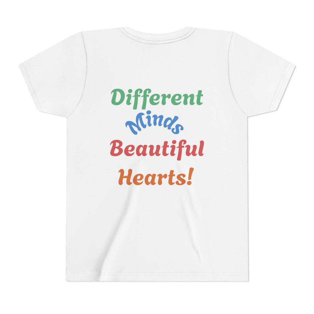 Autism Puzzle Heart Youth Tee — “Different Minds, Beautiful Hearts” Awareness Shirt